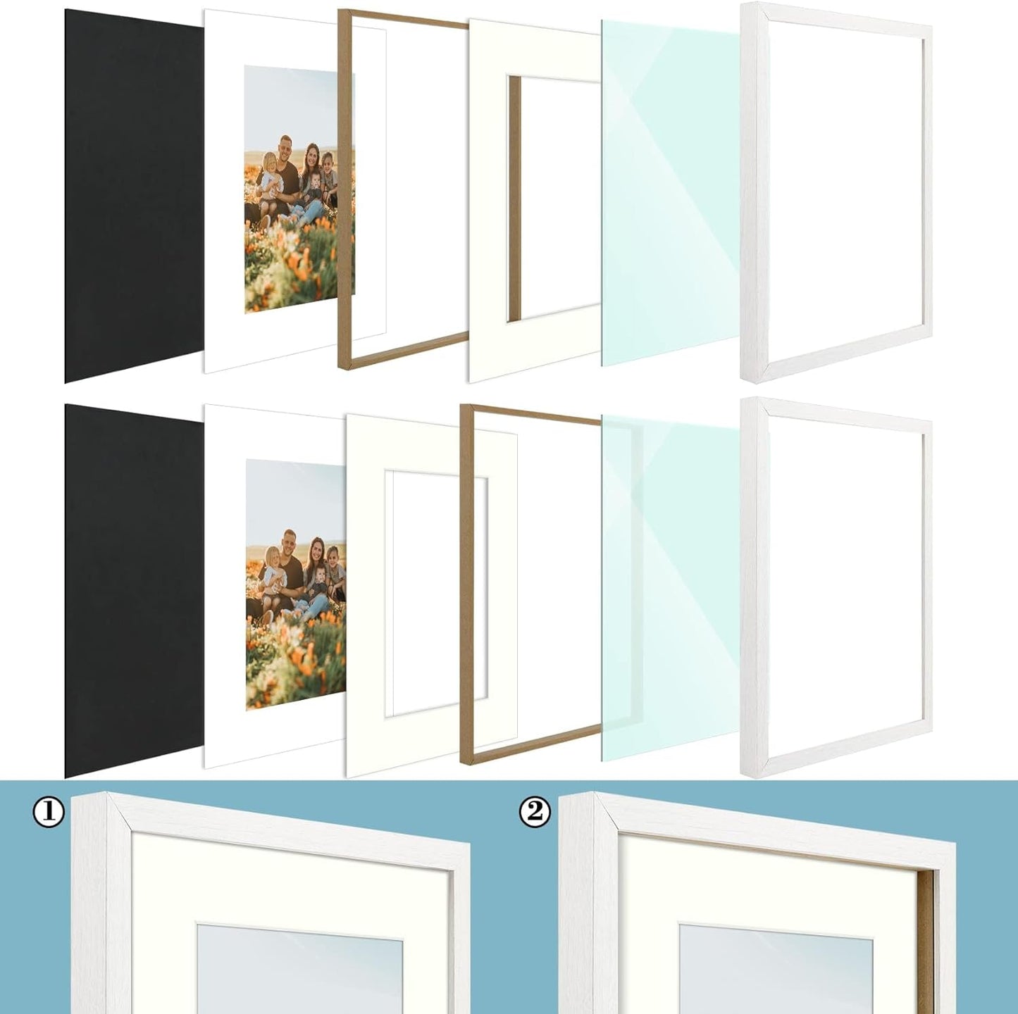BOGO 12x16 Picture Frame for 8x12 Photo White (8 Pcs Per Box)