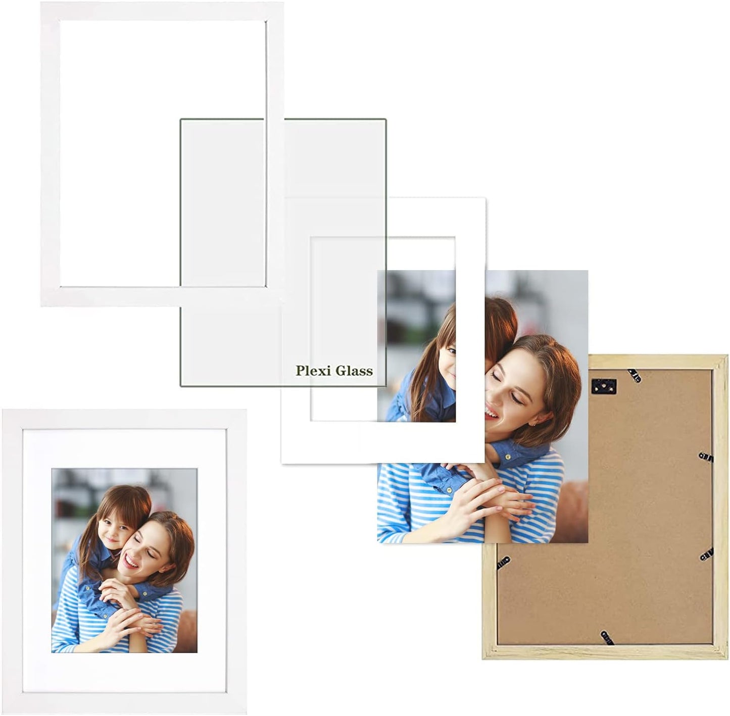 Pack of 10, 11x14 Wood Frame with Mat for 8x10 picture