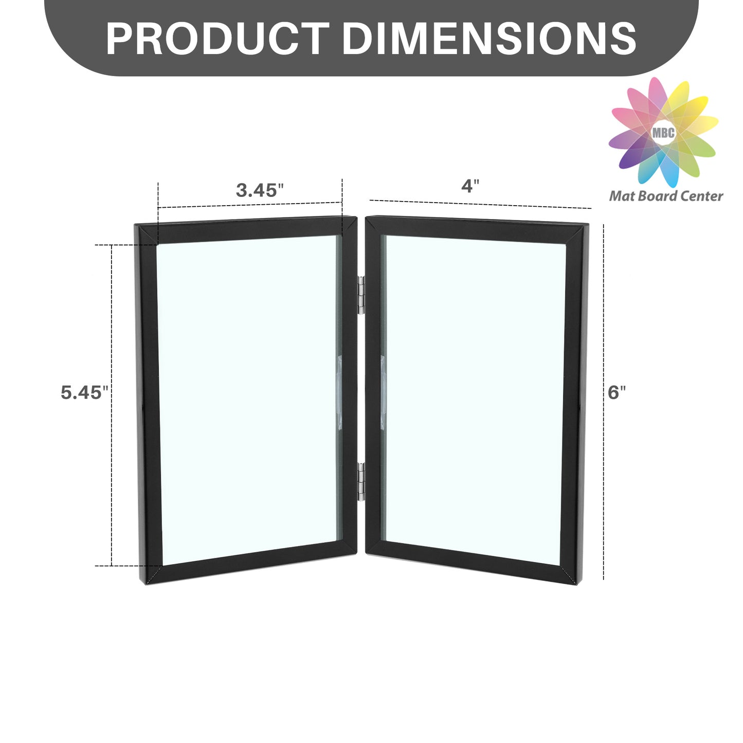4x6 Floating Frame, Double Hinged Metal Frame Displays Any Size Photo up to 4 by 6 (12 Pcs Per Box)