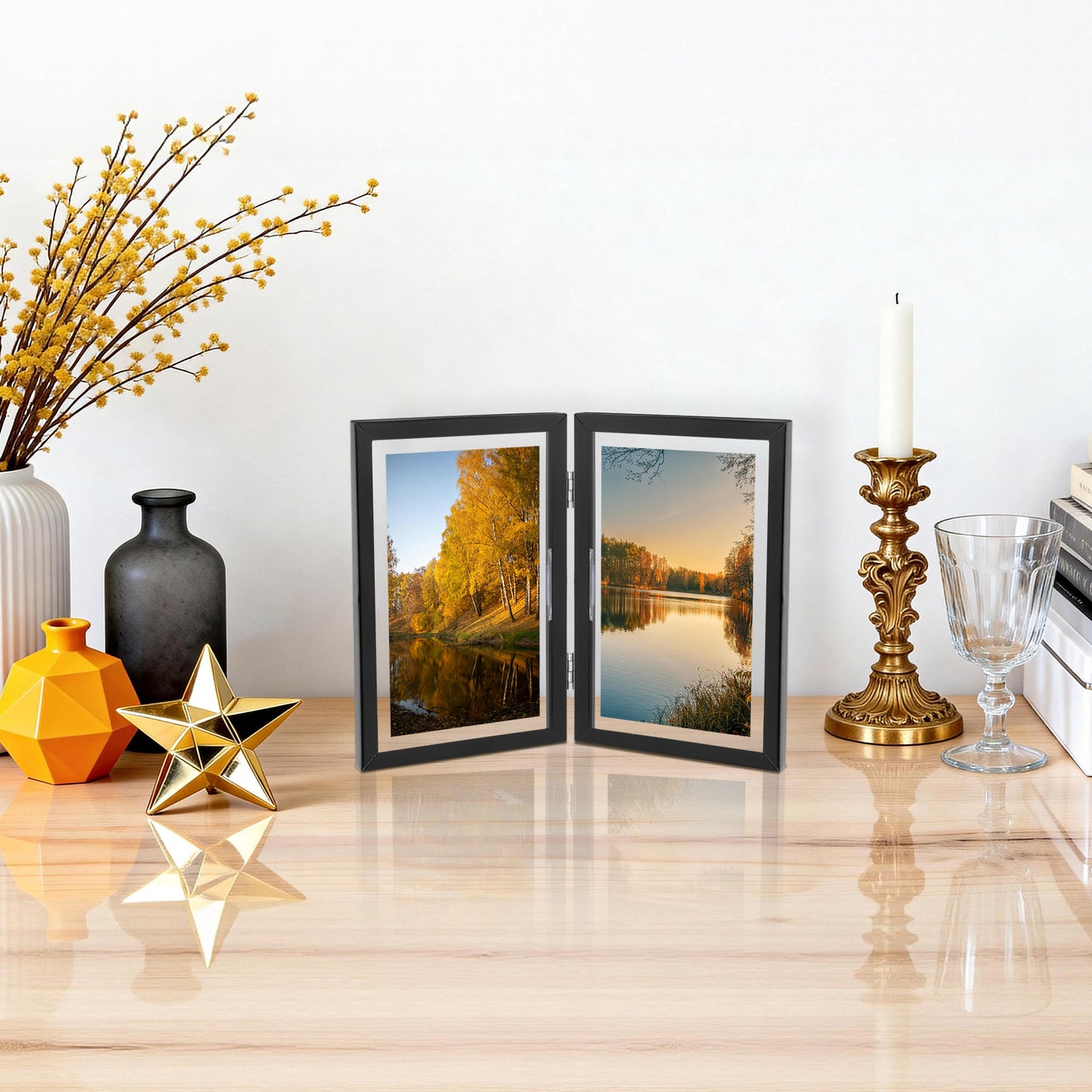 4x6 Floating Frame, Double Hinged Metal Frame Displays Any Size Photo up to 4 by 6 (12 Pcs Per Box)