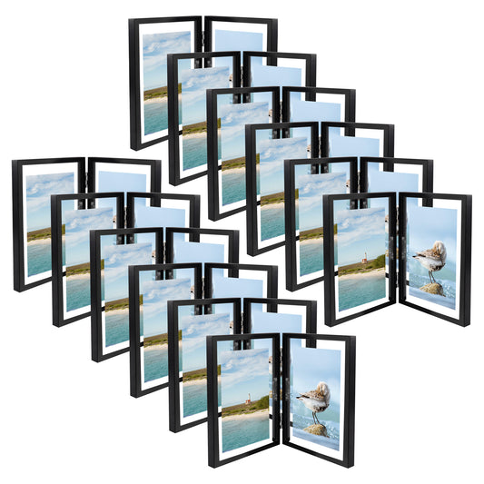 5x7 Floating Frame, Double Hinged Metal Frame Displays Any Size Photo up to 5 by 7 (12 Pcs Per Box)