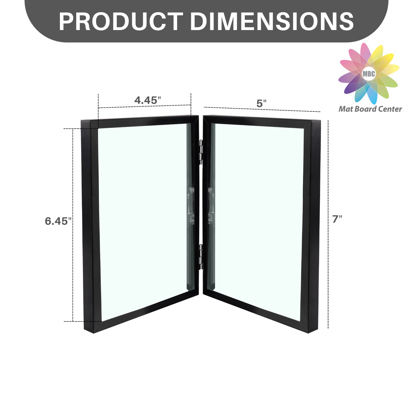 5x7 Floating Frame, Double Hinged Metal Frame Displays Any Size Photo up to 5 by 7 (12 Pcs Per Box)