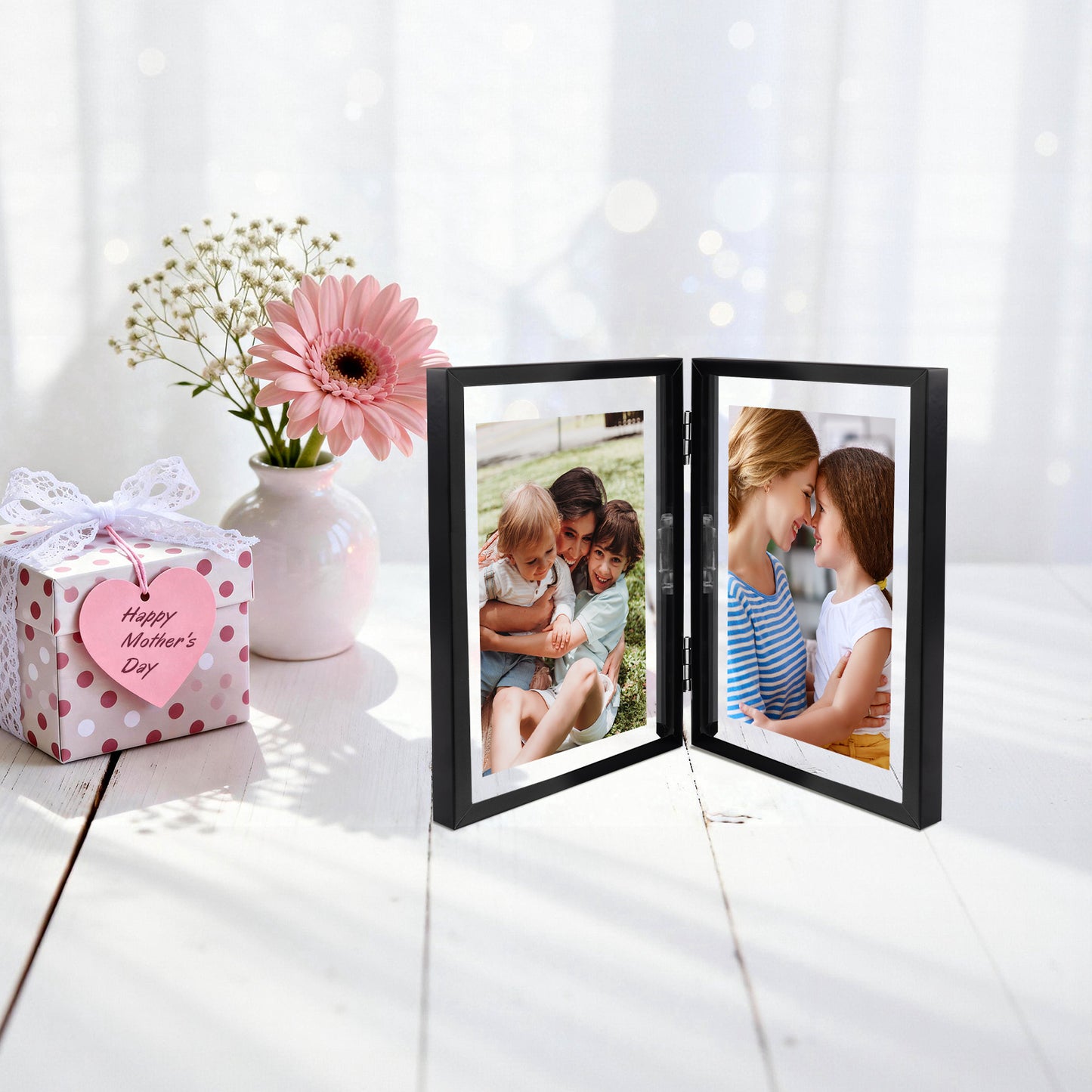 5x7 Floating Frame, Double Hinged Metal Frame Displays Any Size Photo up to 5 by 7 (12 Pcs Per Box)
