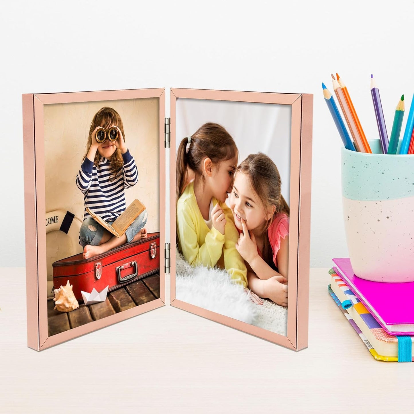 5x7 Floating Frame, Double Hinged Metal Frame Displays Any Size Photo up to 5 by 7 (12 Pcs Per Box)