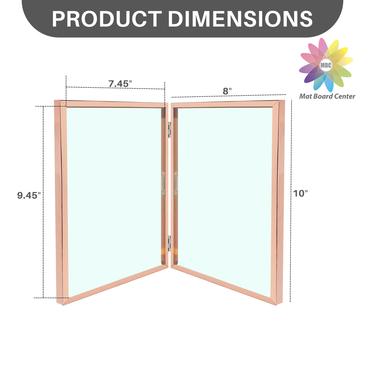 8x10 Floating Frame, Double Hinged Metal Frame Displays Any Size Photo up to 8 by 10 (12 Pcs Per Box)