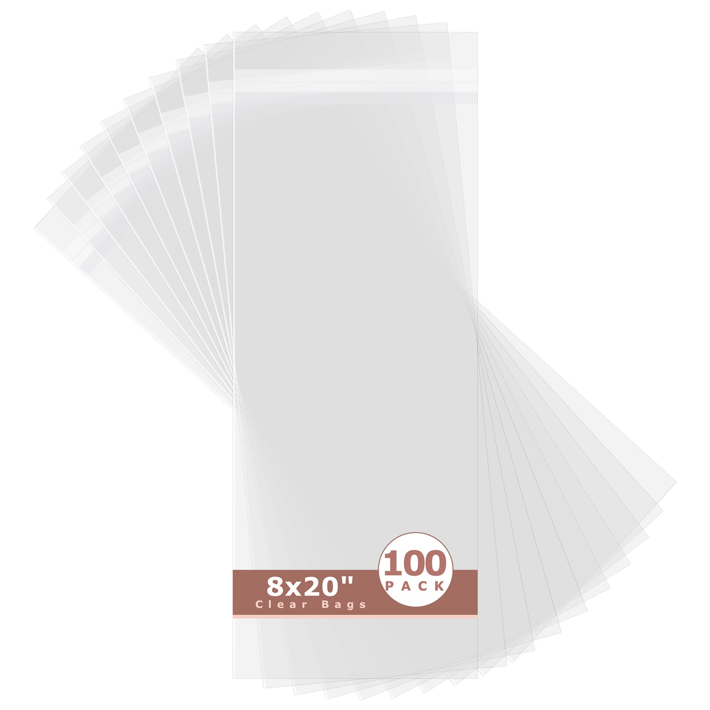 Crystal Clear Bags 100 Pack 8x20