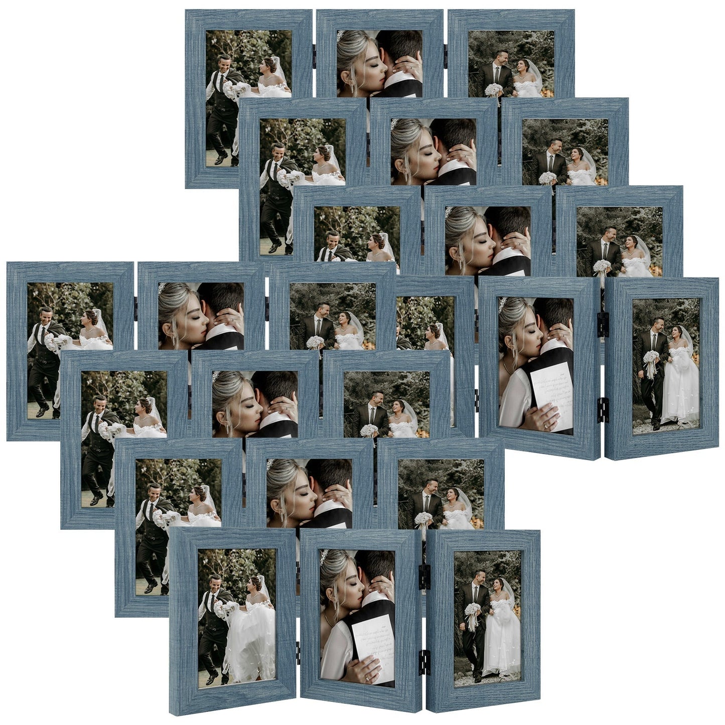 Three Picture Frame for Three 4x6 Pictures (8 Pcs per Box) Blue