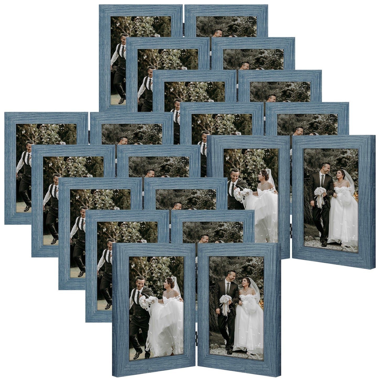 Double Picture Frame for 5x7 Picture (10 Pcs Per Box) Blue