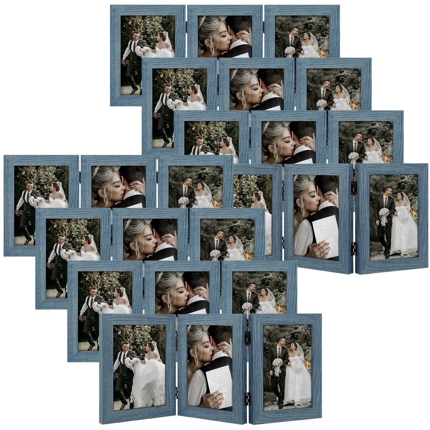 Three Picture Frame 5x7 Triple Frame (8 Pcs per Box) Blue