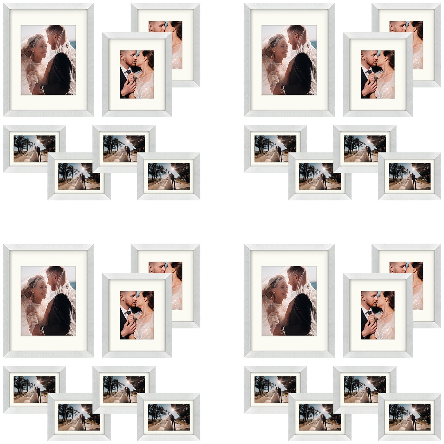 Clearance Gallery Picture Frame Four 11x14, Eight 8x10, Sixteen 5x7 Frame (28 Pcs Per Box) Silver