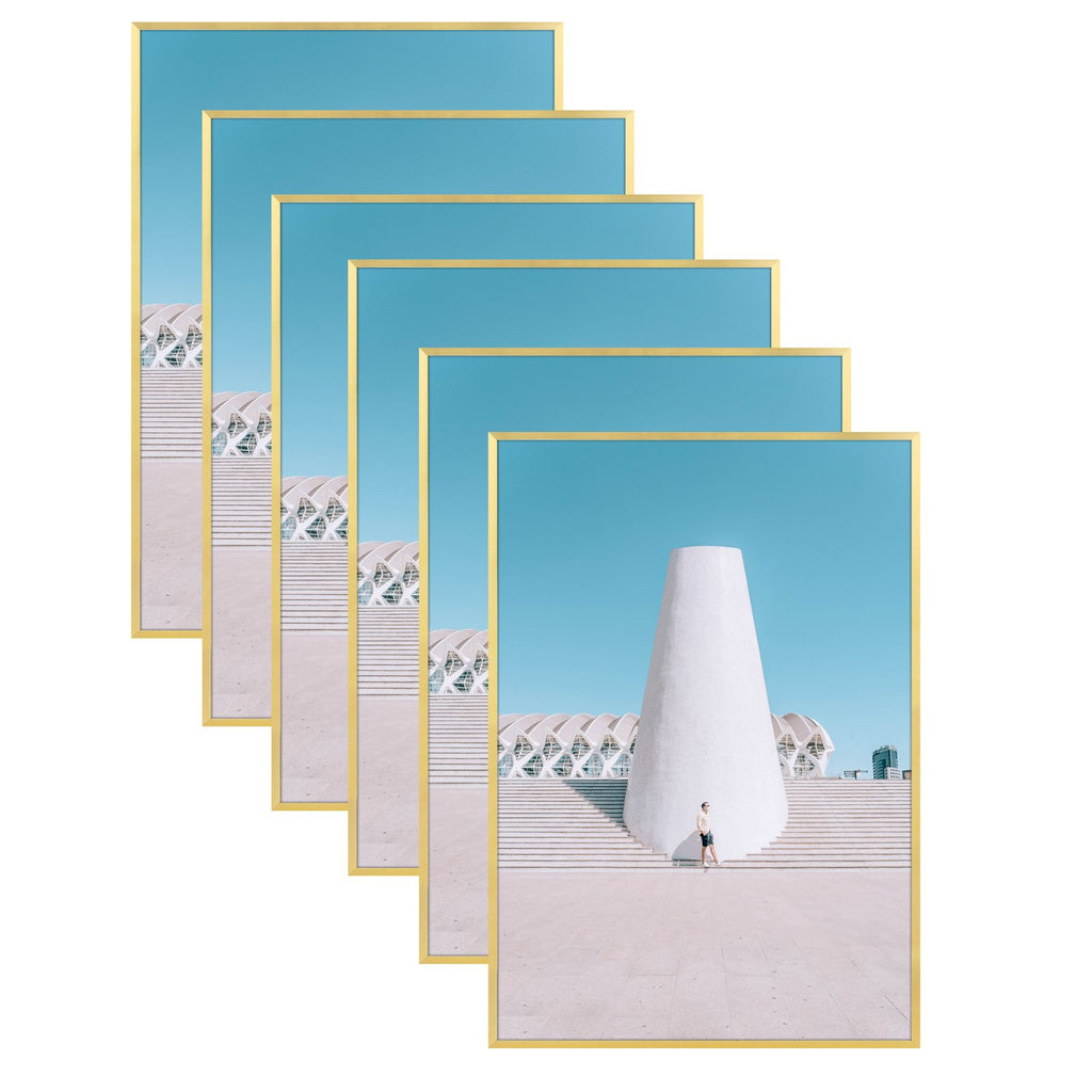 16x24 Aluminum Picture Frame ¨C Gold & Black | Plexiglass Front– Mat ...