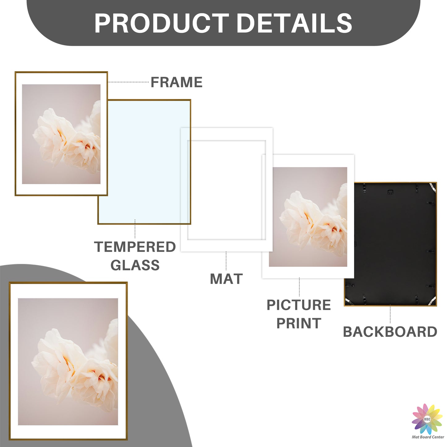 18x24 Aluminum Picture Frame With White Mat For 16x20 Photo (3 Pcs Per Box)