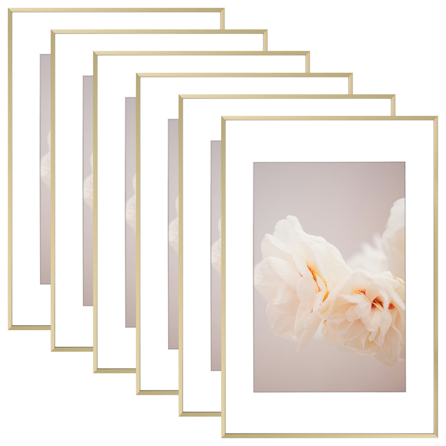 16x24 Aluminum Picture Frame with White Mat for 12x18 Photo (6 Pcs Per Box) Gold