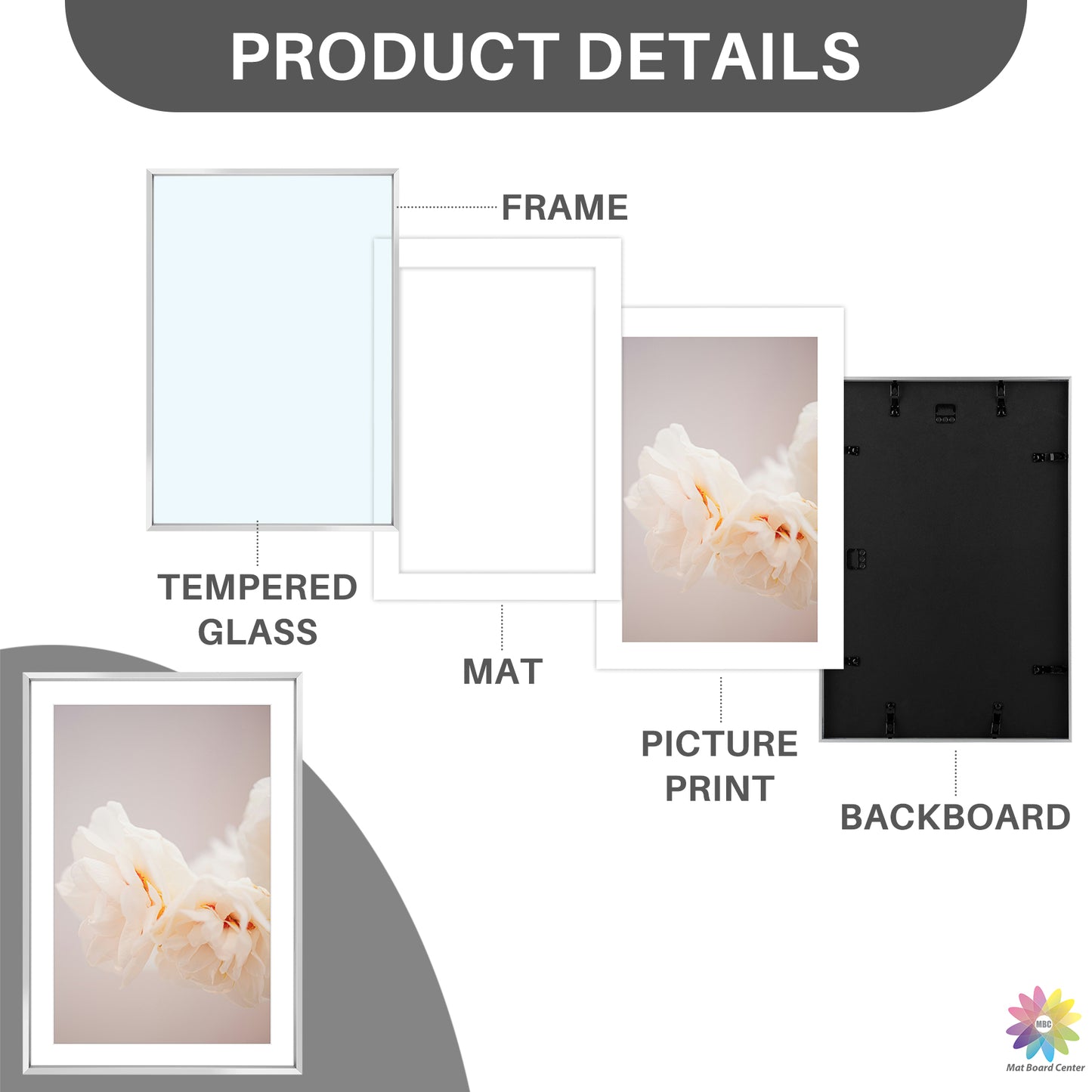 13x19 Poster Frame for 11x17 Pictures with White Mat (6 Pcs Per Box)