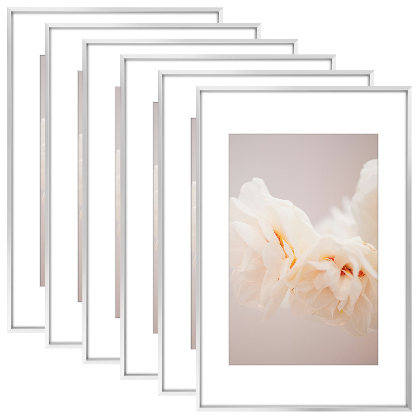 16x24 Aluminum Picture Frame for 12x18 Pictures with Mat (6 Pcs Per Box) Silver