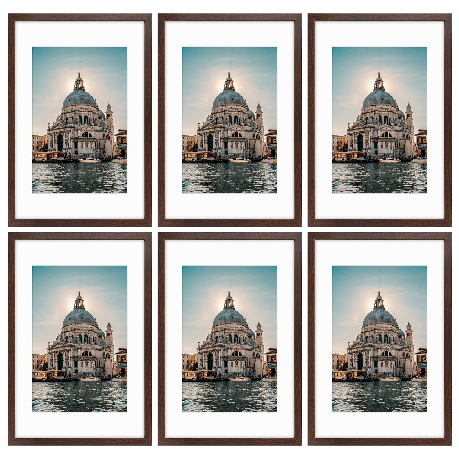 16x24 Picture Frame with White Mat for 12x18 Photo (6 Pcs Per Box) Brown