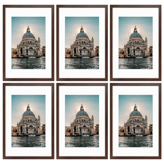 16x24 Picture Frame with White Mat for 12x18 Photo (6 Pcs Per Box) Brown