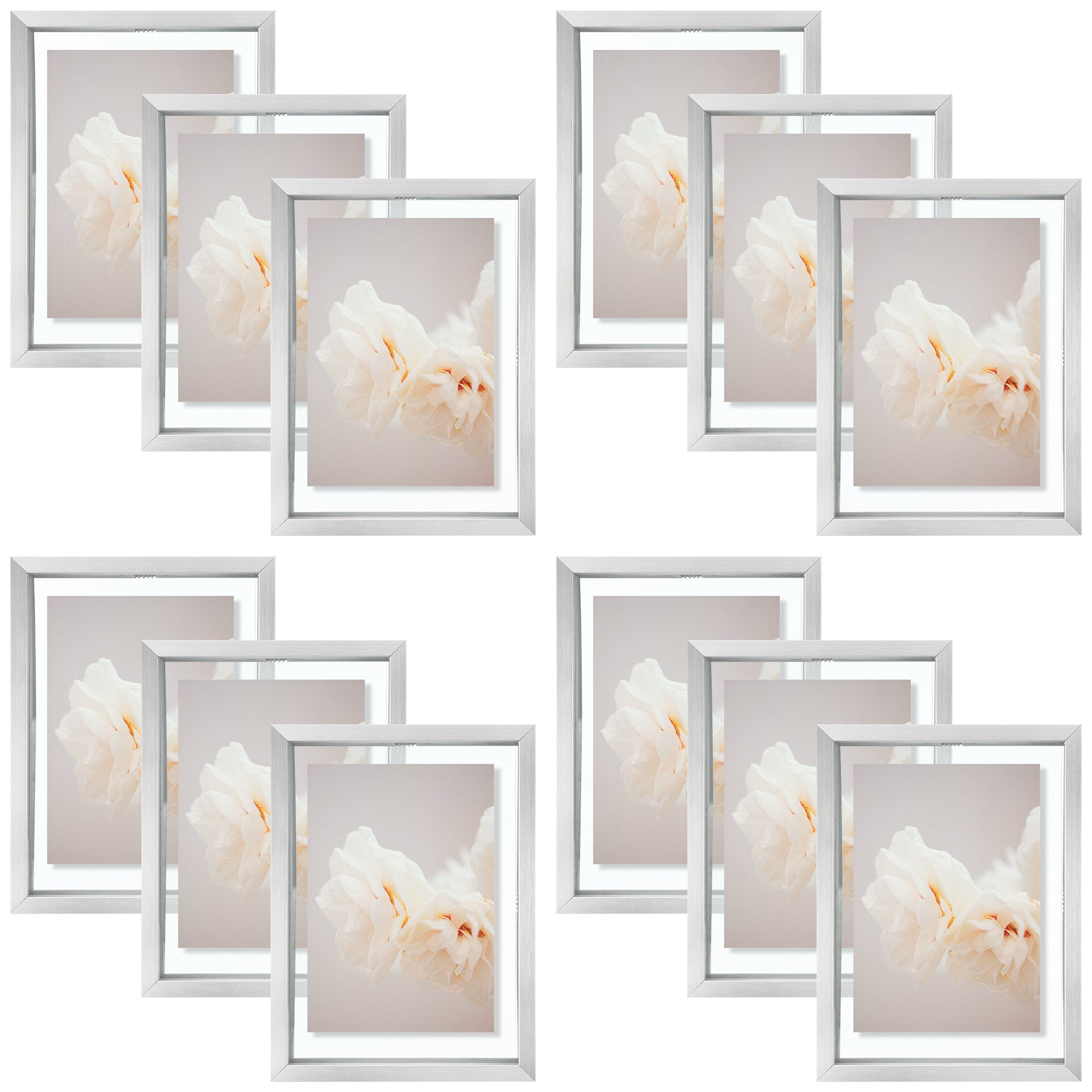 Clearance 5x7 Floating Aluminum Frame with Real Glass (12 Pcs Per Box)