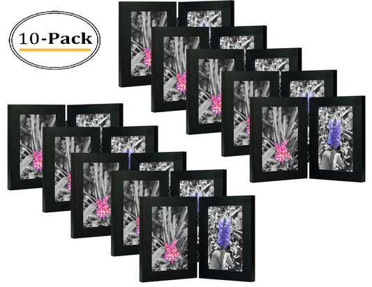 Pack of 10, Double Frame 4x6 Hinged Frames Black