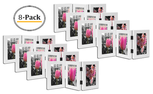 4x6 Hinged Frame for Two 4x6 Pictures White Wood (8 Pcs per Box)