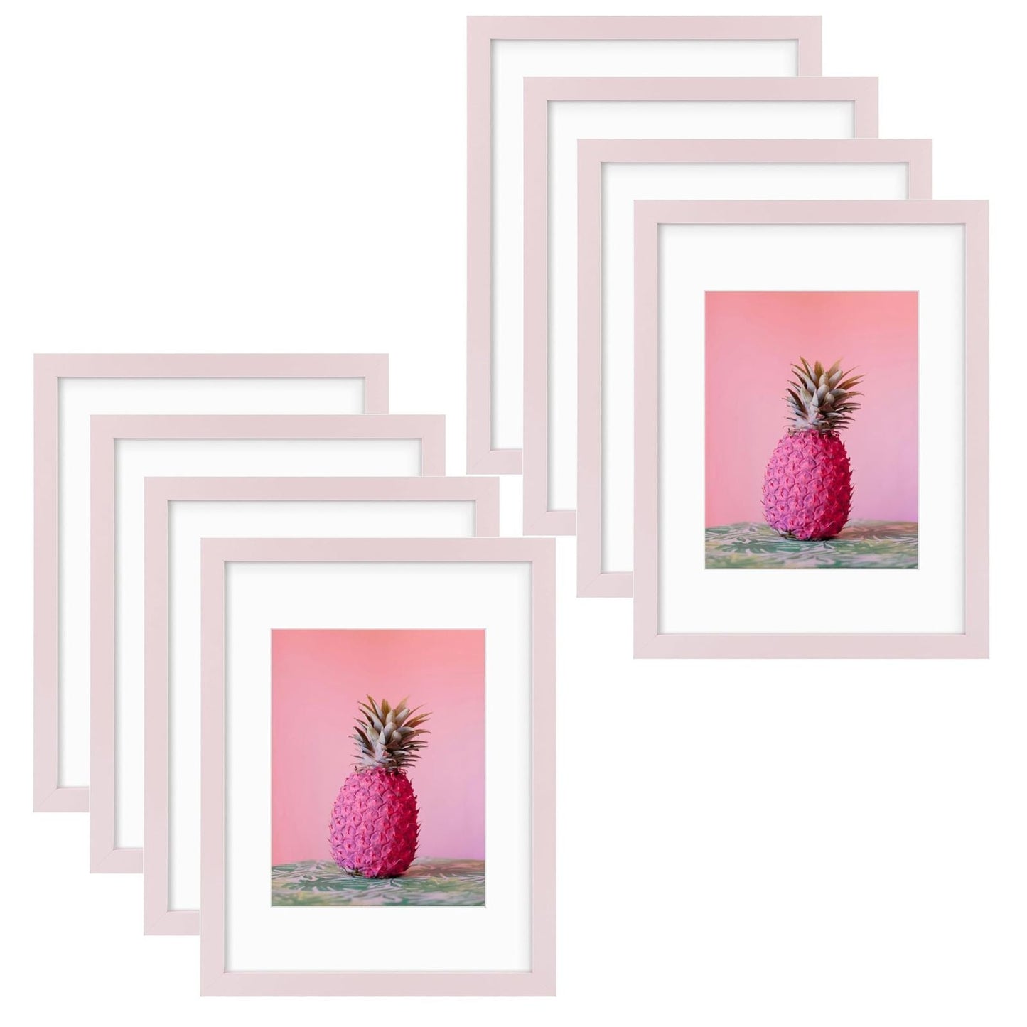 12x16 Picture Frame for 8.5x11 Photo with White Mat and Plexiglass (8 Pcs Per Box) Pink