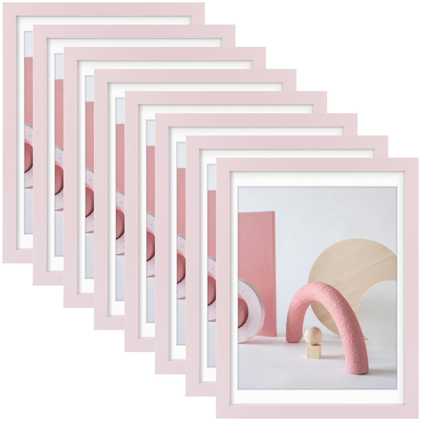 12x16 Picture Frame for 11x14 Photo with White Mat and Plexiglass (8 Pcs Per Box) Pink