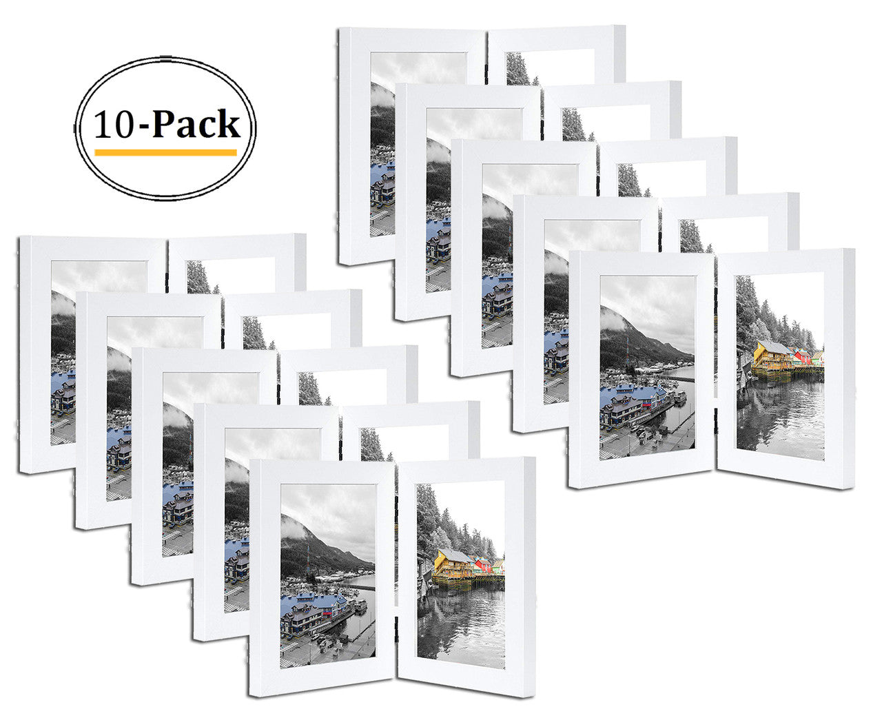 Pack of 10, 5x7 Hinged Frame for 5x7 Picture White