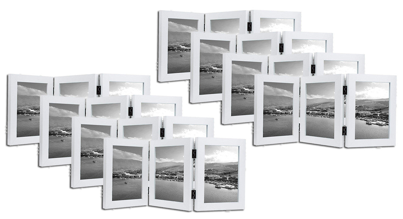 Pack of 8, 3 Picture Frame 5x7 Triple Frame White