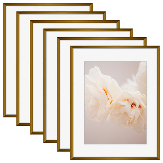 11x14 Aluminum Picture Frame With White Mat For 8.5x11 Photo Bronze(6 Pcs Per Box)