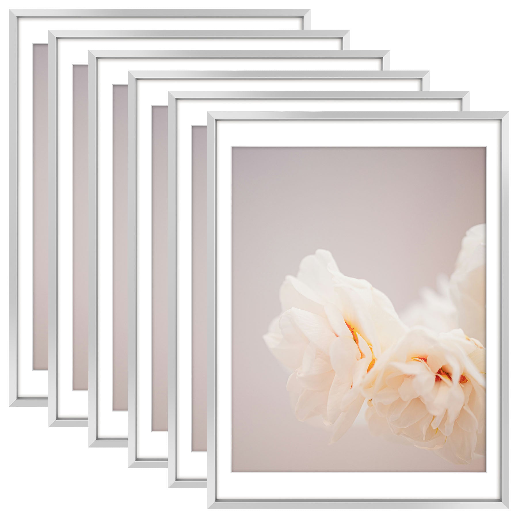 12x16 Aluminum Picutre Frame with White Mat for 11x14 Picture (6 Pcs Per Box) Silver