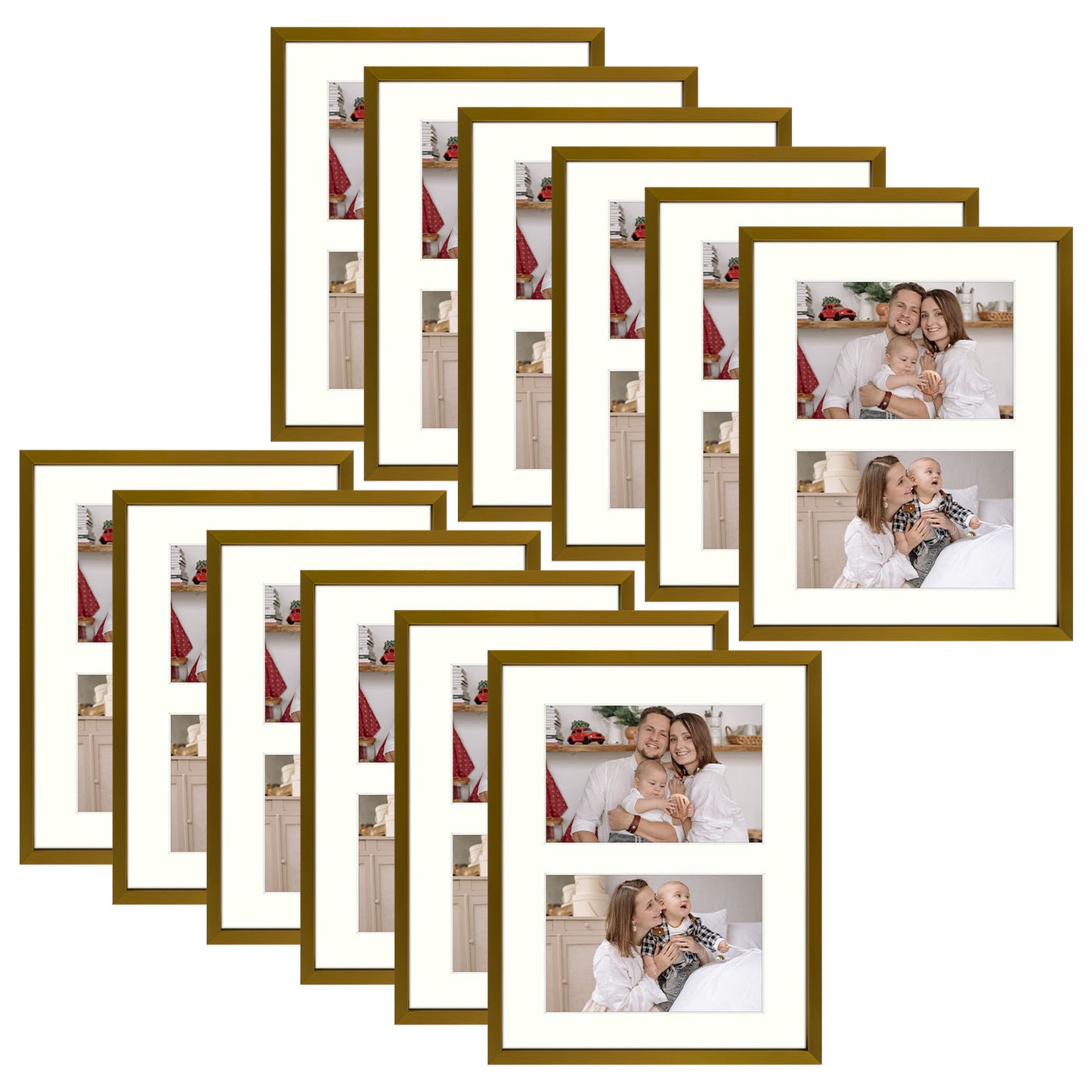 8x10 Aluminum Collage Picture Frame for Two 4x6 photos (12 Pcs per Box) Bronze