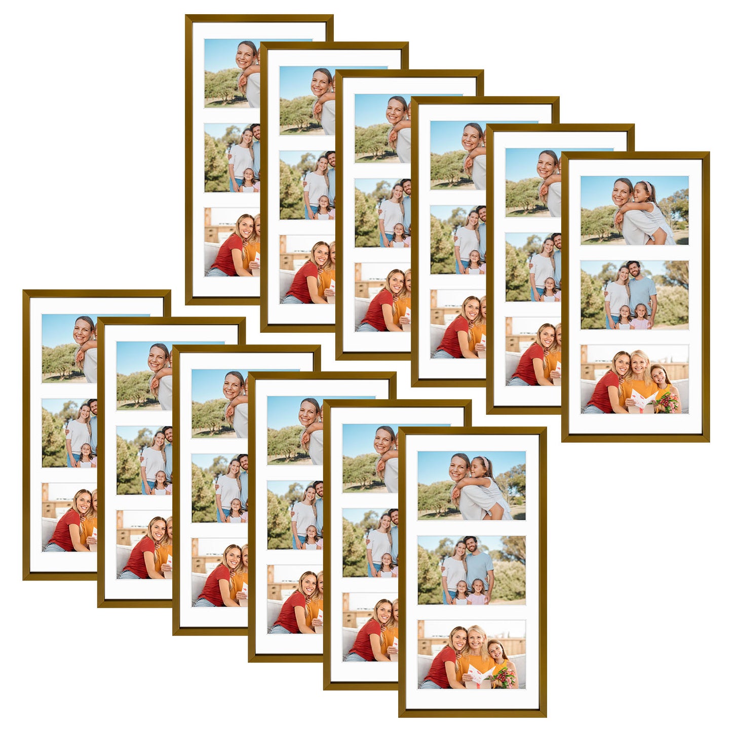 7x14 Aluminum Collage Picture Frame for Three 4x6 Photos 12 Pack Bronze