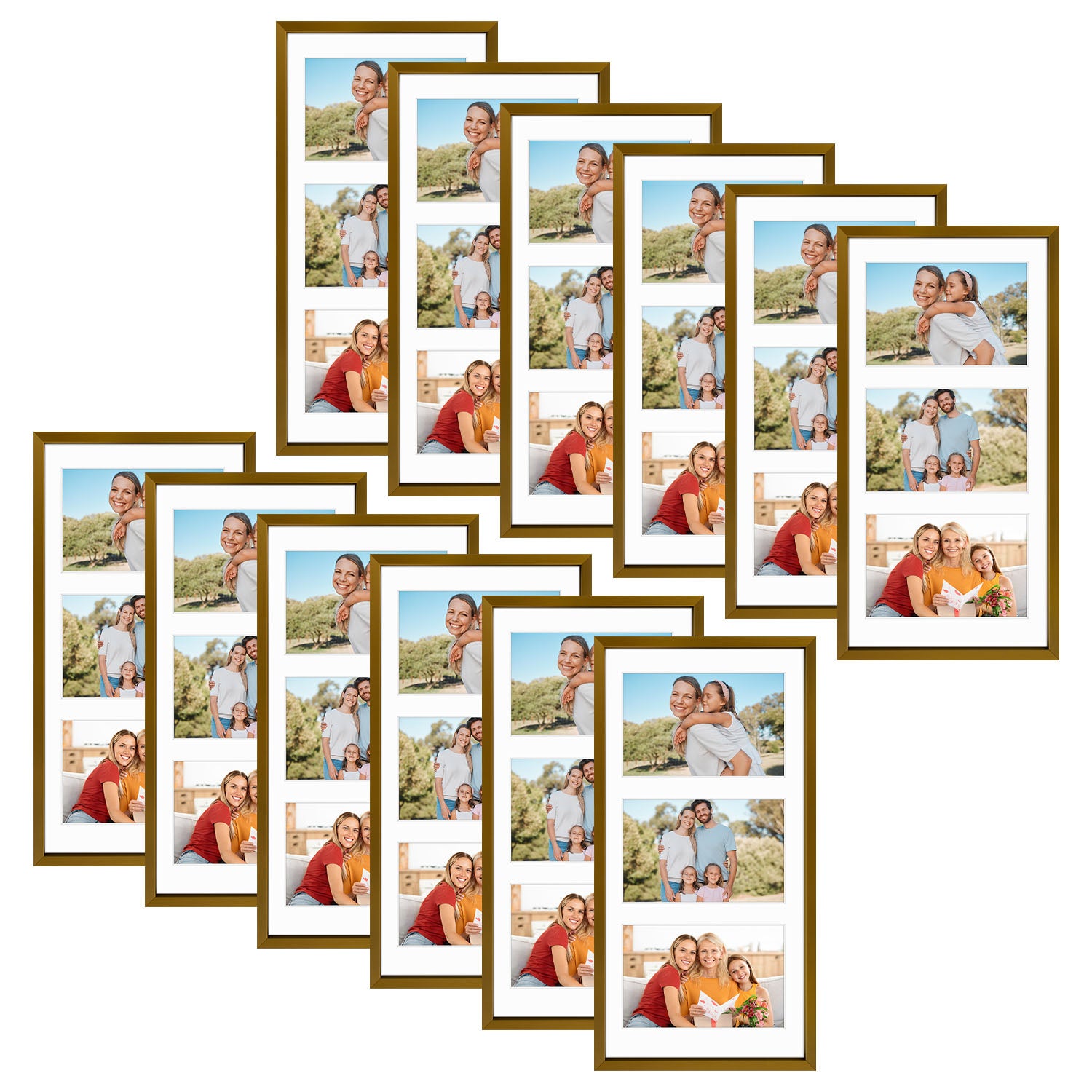 Clearance 7x14 Aluminum Collage Picture Frame for Three 4x6 Photos Bronze (12 Pcs Per Box)