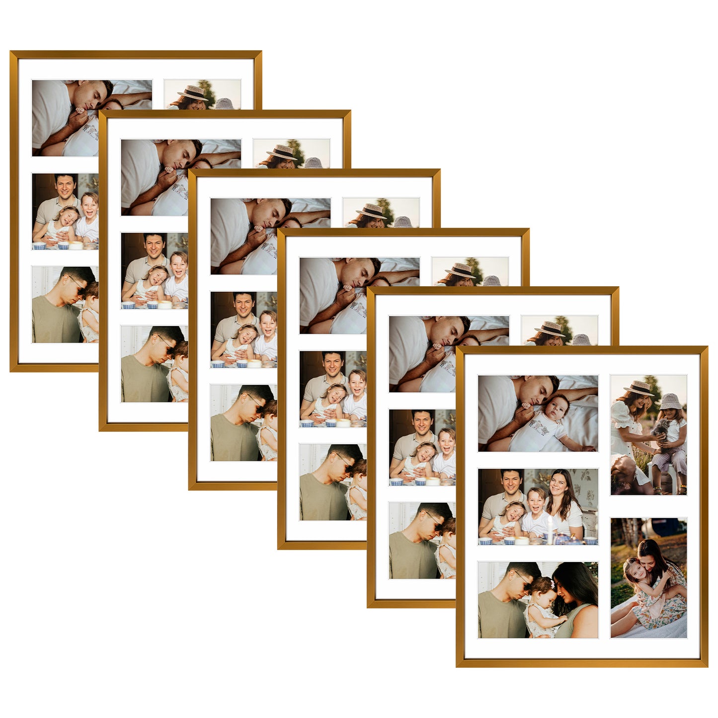 Clearance 11x14 Aluminum Collage Picture Frame for Five 4x6 Photos (6 Pcs per Box) Bronze