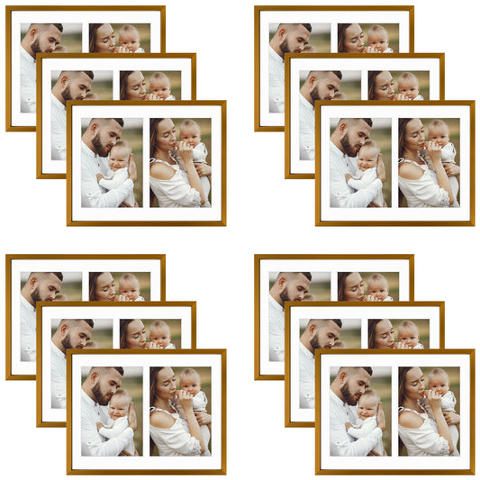 Clearance 8.5x11 Collage Picture Frame With 2 Openings for 5x7 Photo with White Mat and Real Glass (12 Pcs Per Box)