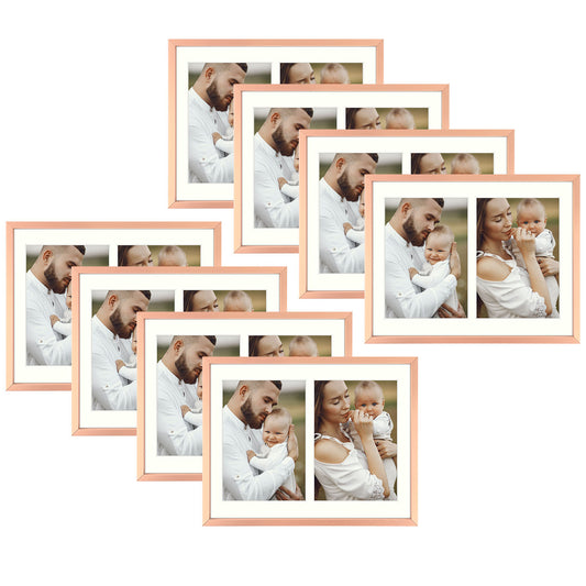8.5x11 Aluminum Collage Picture Frame for Two 5x7 Photos (8 Pcs per Box) Rose Gold