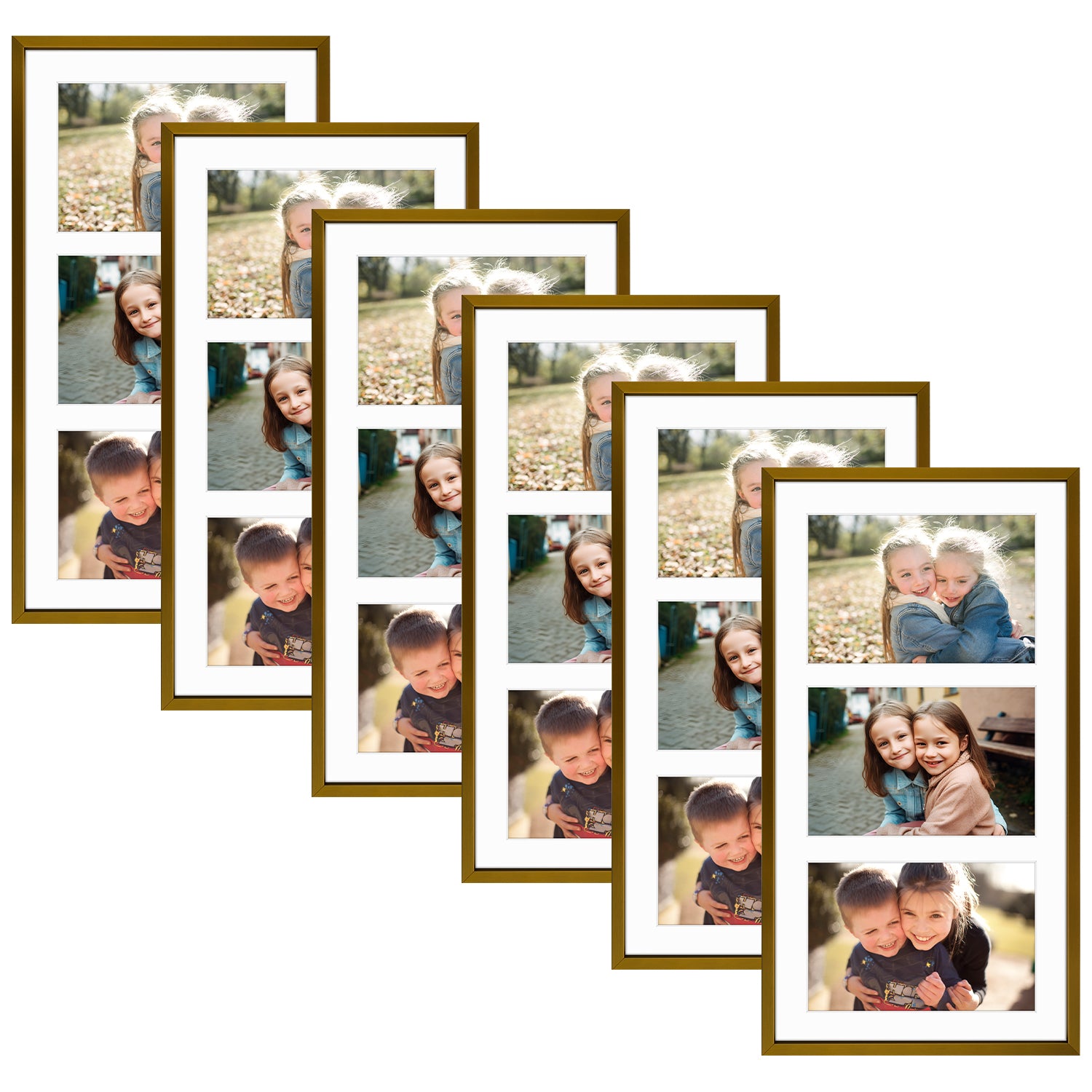 Clearance 8.5x16.3 Aluminum Collage Picture Frame for Three 5x7 Photos Bronze (6 Pcs Per Box)