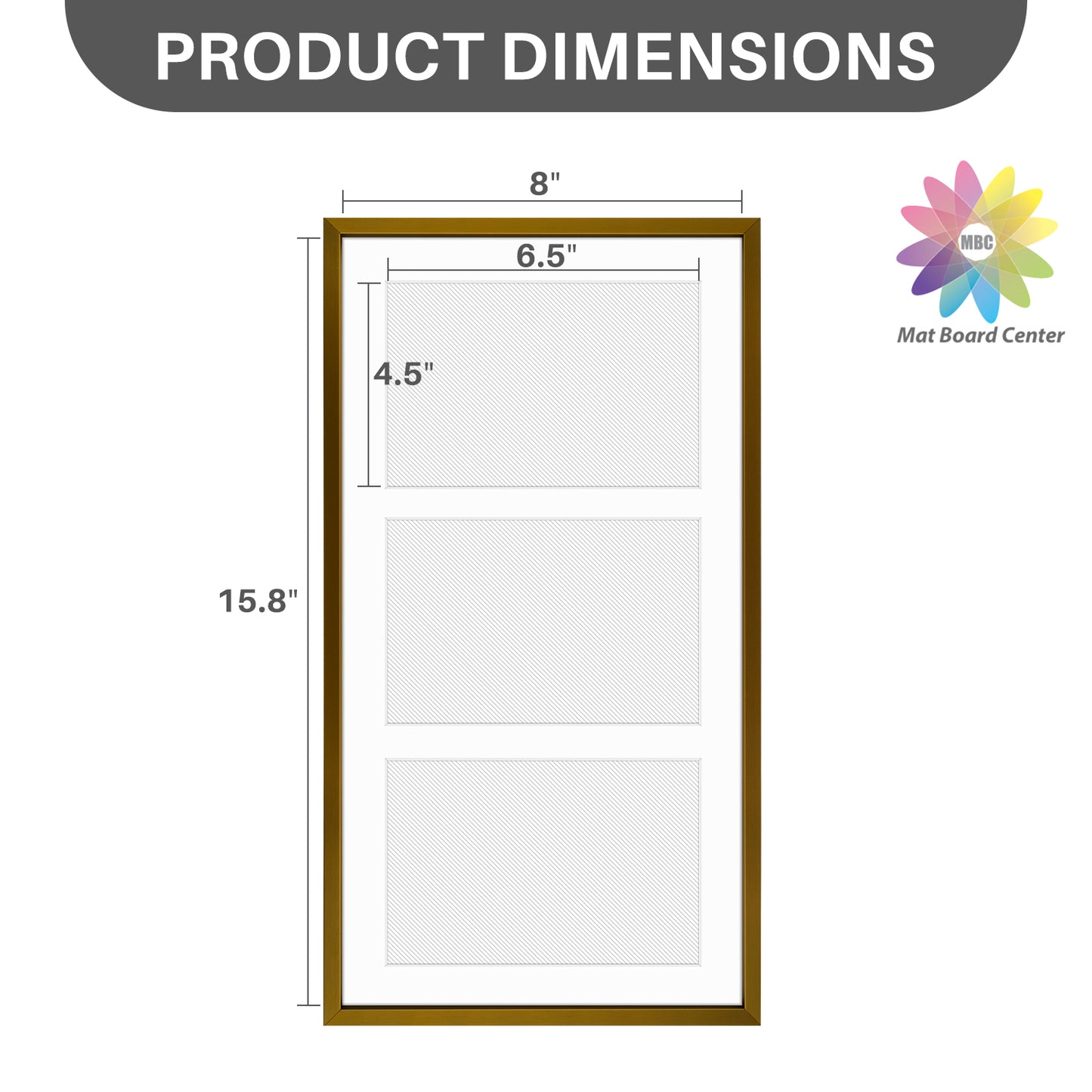 8.5x16.3 Aluminum Collage Picture Frame for Three 5x7 Photos