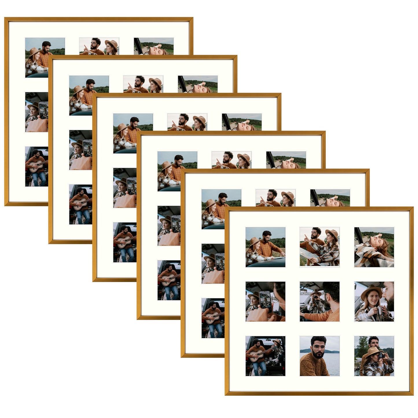 16x16 Aluminum Collage Picture Frame for Nine 4x4 Photos (6 Pcs per Box) Bronze