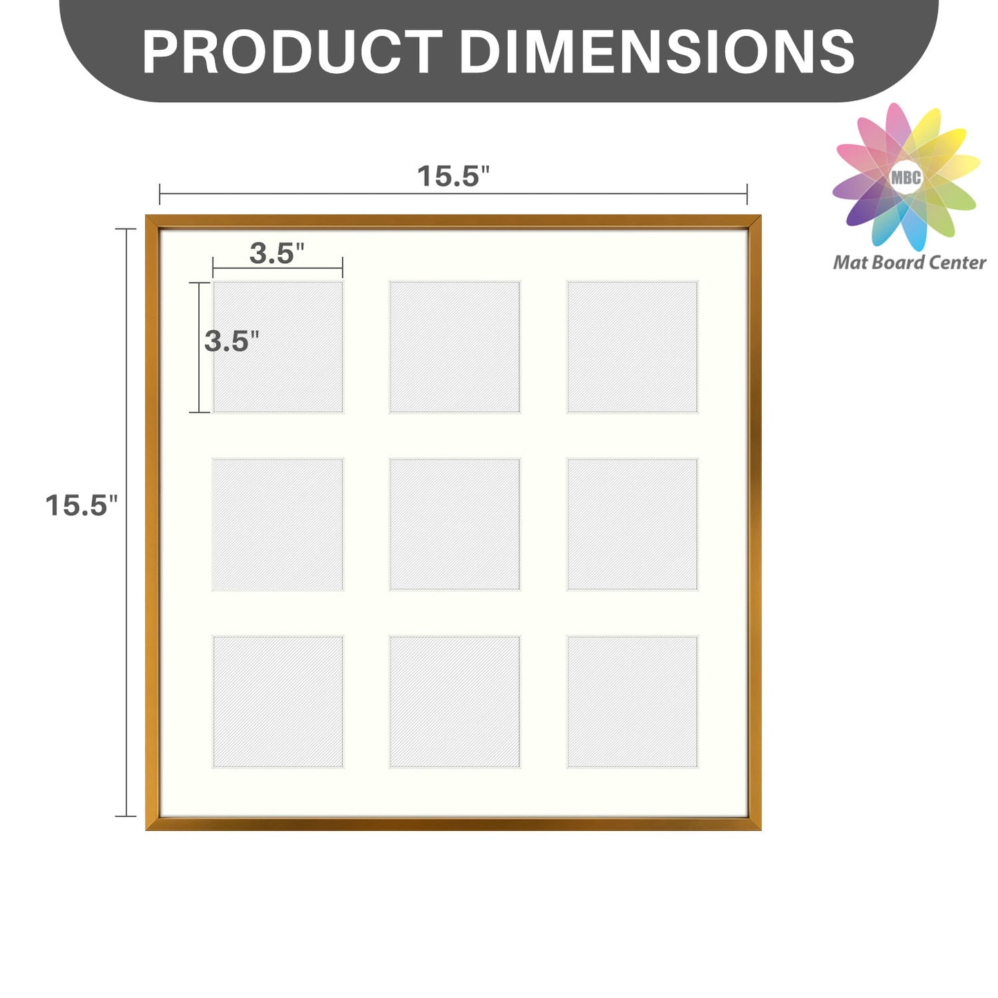 16x16 Aluminum Collage Picture Frame for Nine 4x4 Photos (6 Pcs per Box)