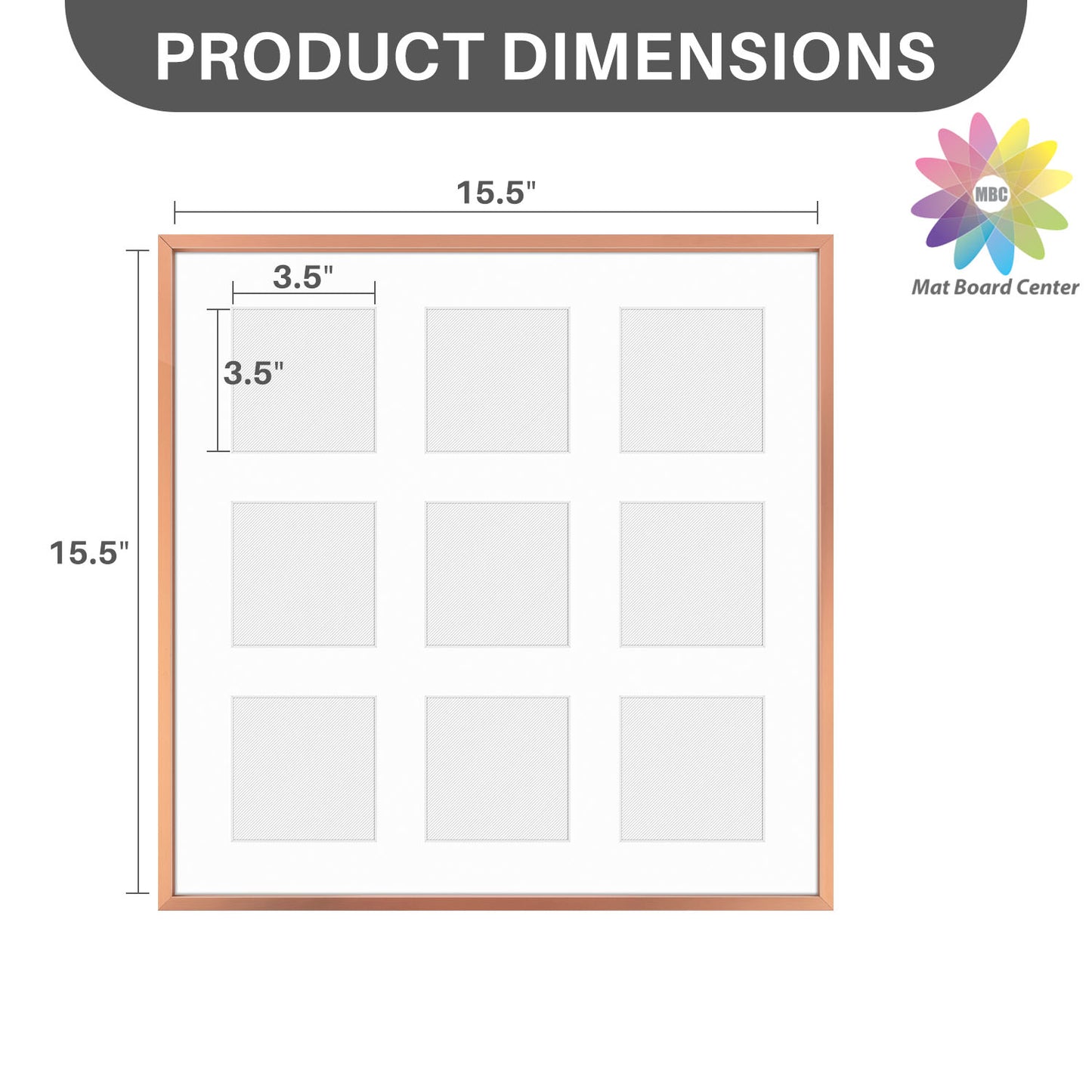16x16 Aluminum Collage Picture Frame for Nine 4x4 Photos (6 Pcs per Box)