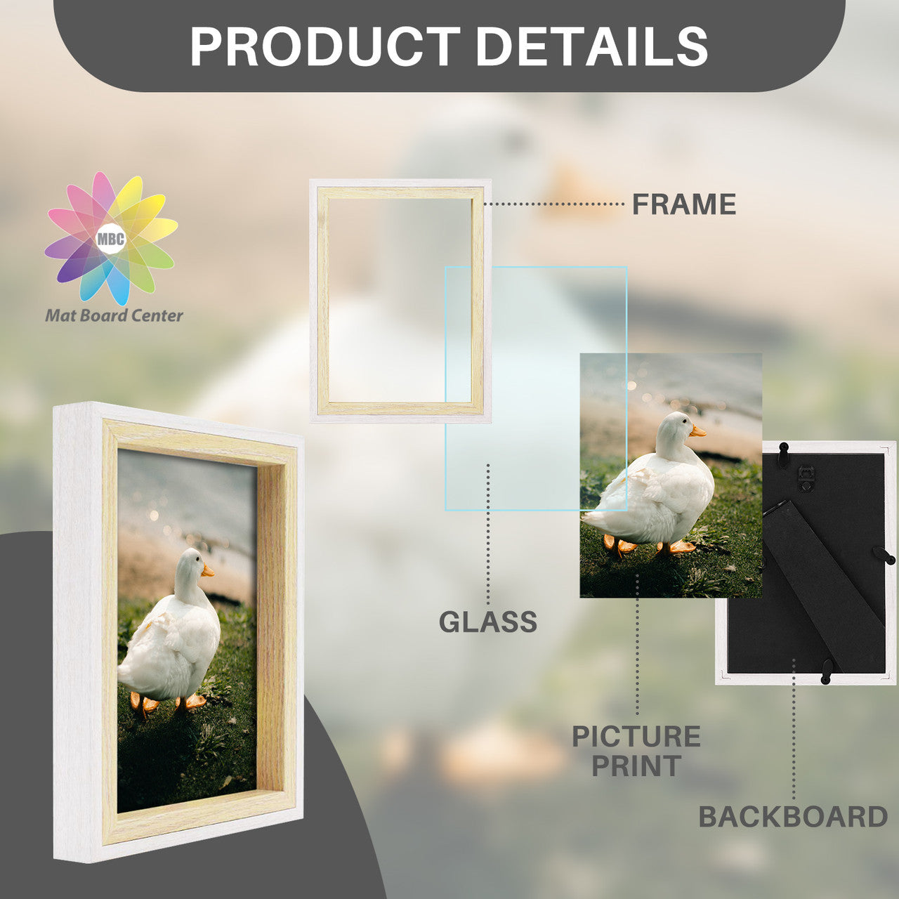 Pack of 12, 5x7 White/Beige Picture Frame with Real Glass