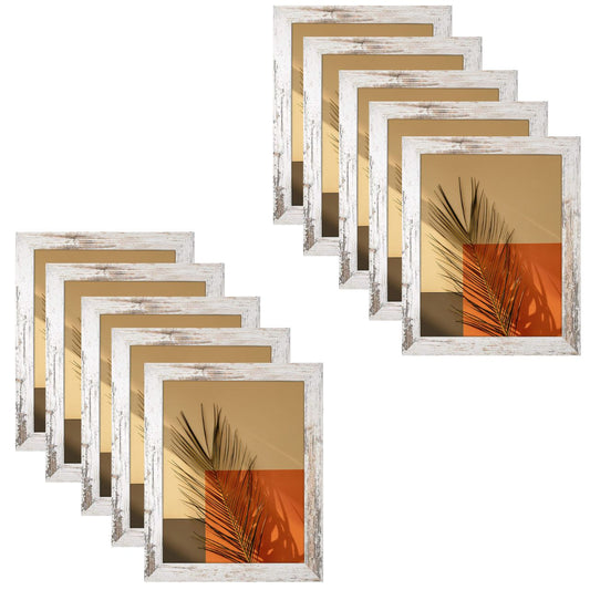 Pack of 10, 11X14 Picture Frames with Real Glass White