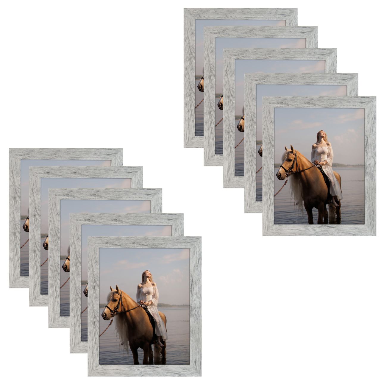 Pack of 10, 11X14 Picture Frames with Real Glass Grey