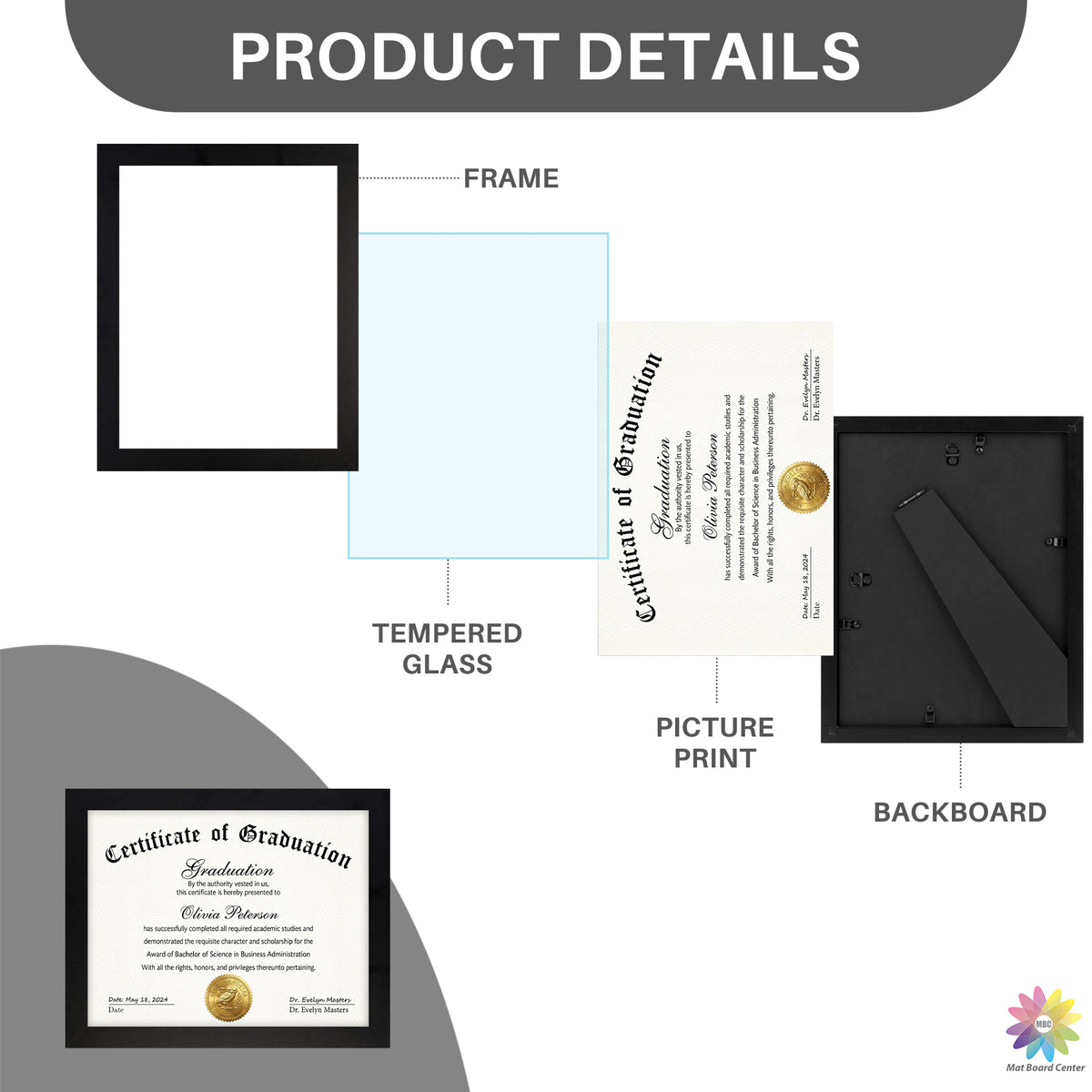 8.5x11 Picture Frame with Real Glass (16 Pcs Per Box)