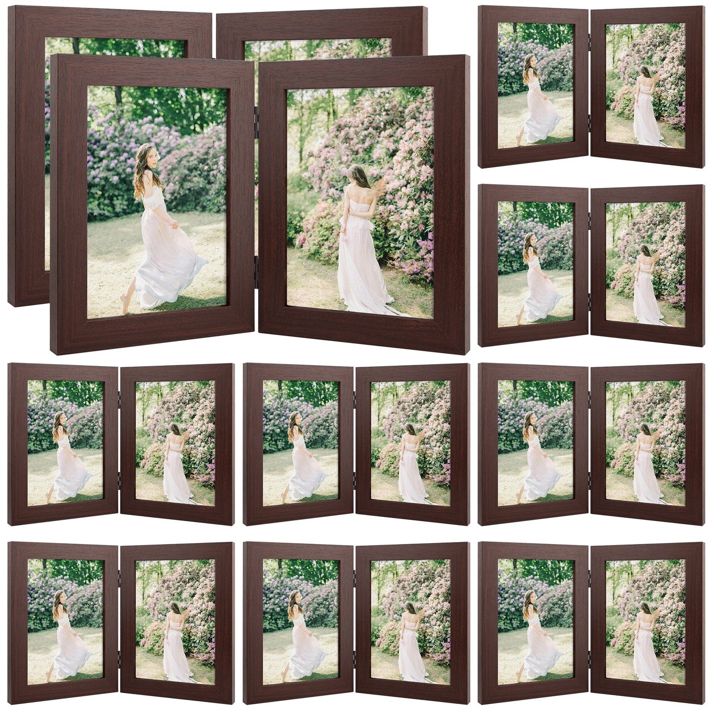 Double Picture Frame for 5x7 Picture (10 Pcs Per Box) Walnut