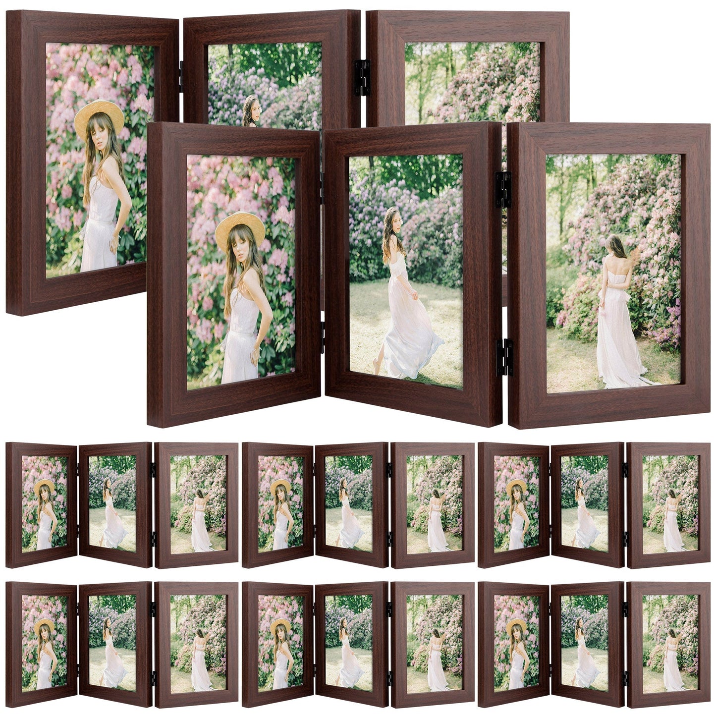 Three Picture Frame 5x7 Triple Frame (8 Pcs per Box) Walnut