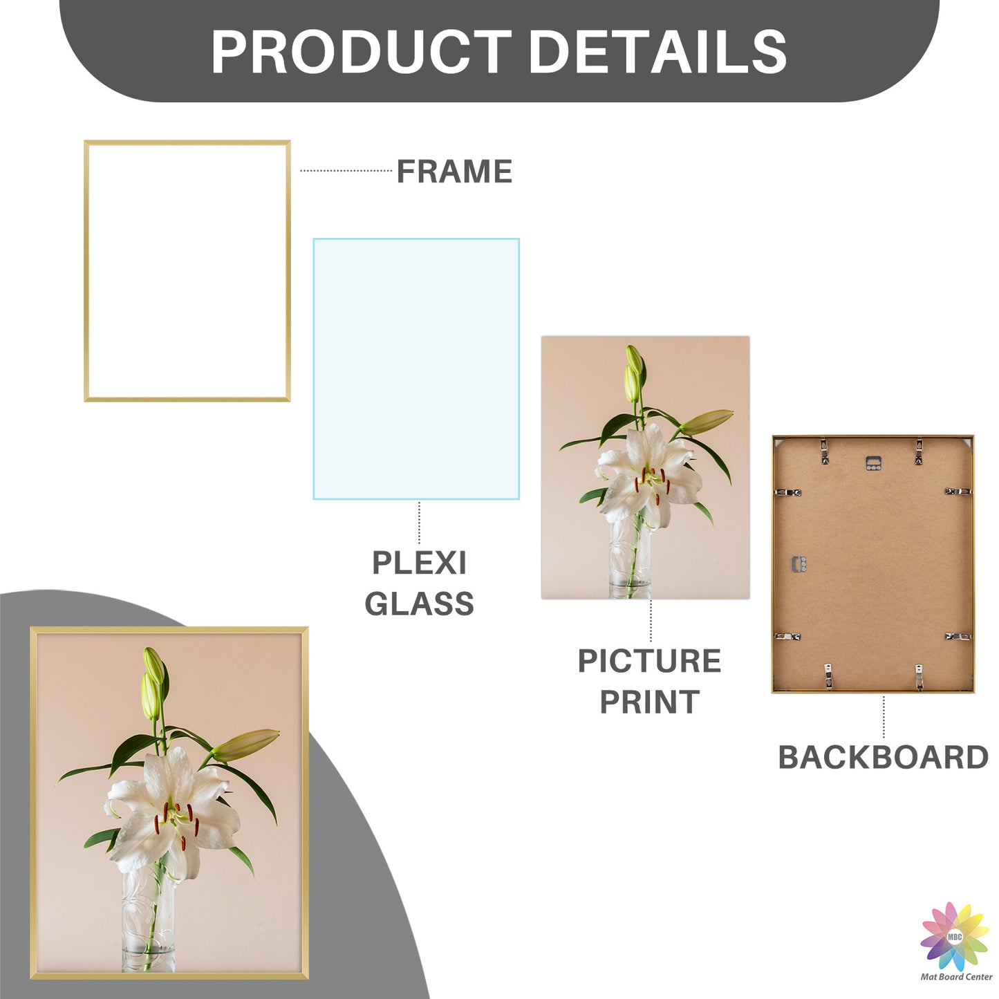 Clearance 14x18 Aluminum Picture Frame with Plexiglass (6 Pcs Per Box)