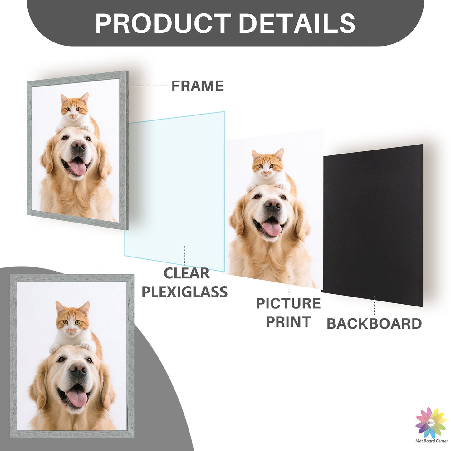 Clearance 18x24 MDF Picture Frame with Plexiglass Grey (6 Pcs Per Box)