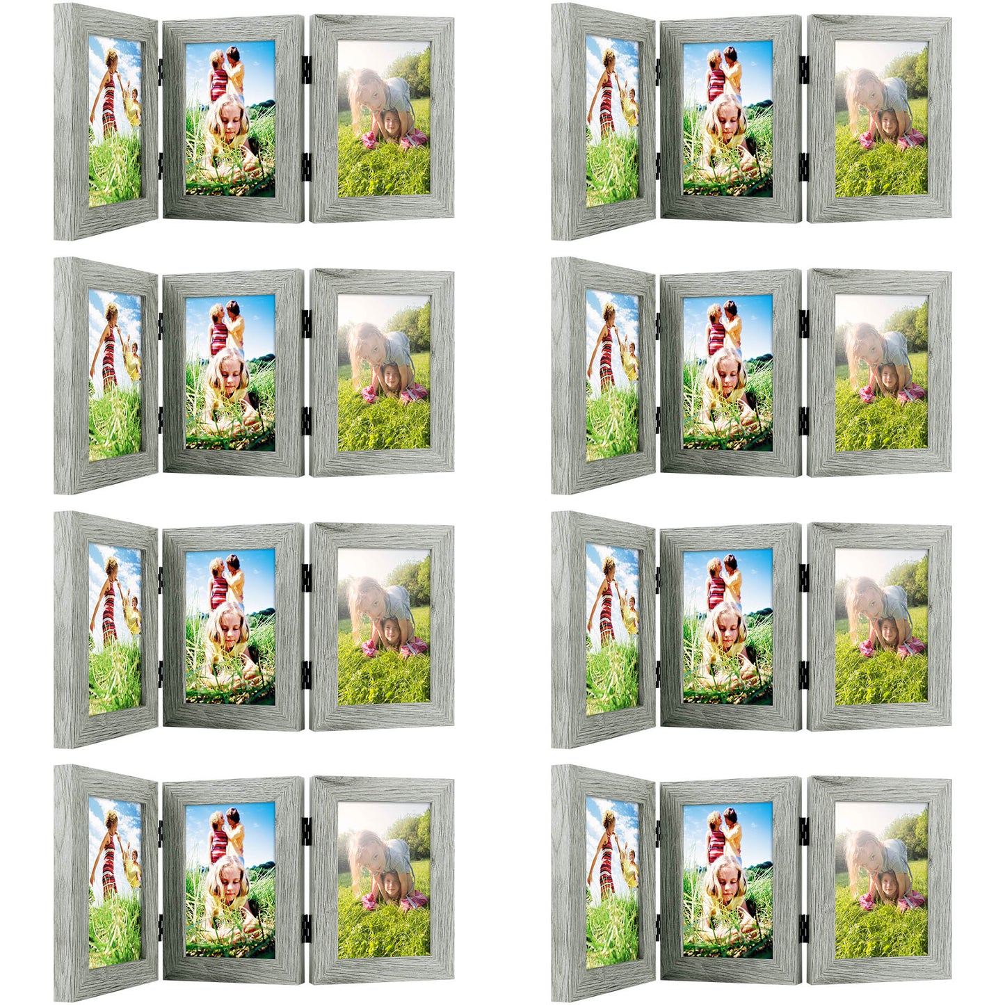 Three Picture Frame for Three 4x6 Pictures (8 Pcs per Box) Light Grey